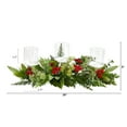 thumbnail image 3 of Nearly Natural 20" Holiday Winter Greenery and Berries Triple Candle Holder Artificial Christmas Table Arrangement, 3 of 5
