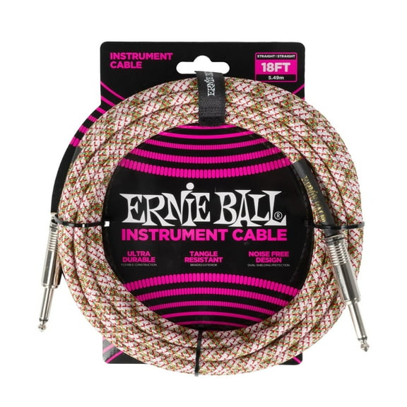 Cable para Instrumentos Ernie Ball Emerald Argyle trenzado recto a recto 5,5 m