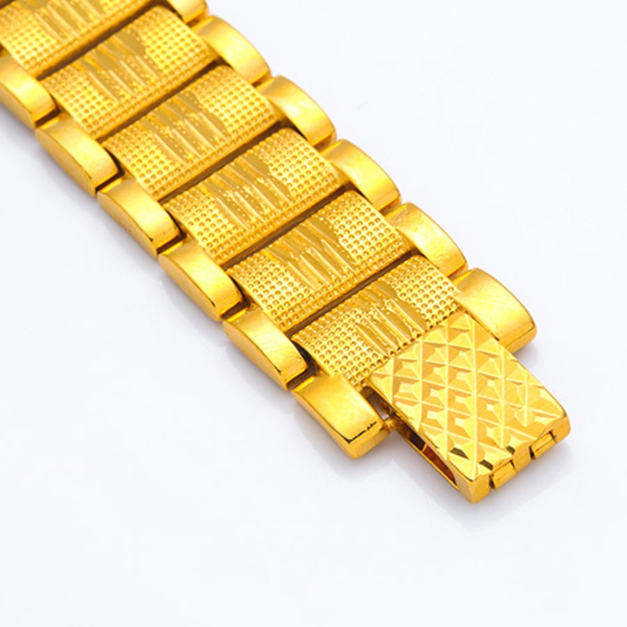 Fashion Male Bracelet Braslet Chunky 19MM 14K Yellow Gold Embossing Chain Link Bracelet For Men Jewelry Pulseira Masculine