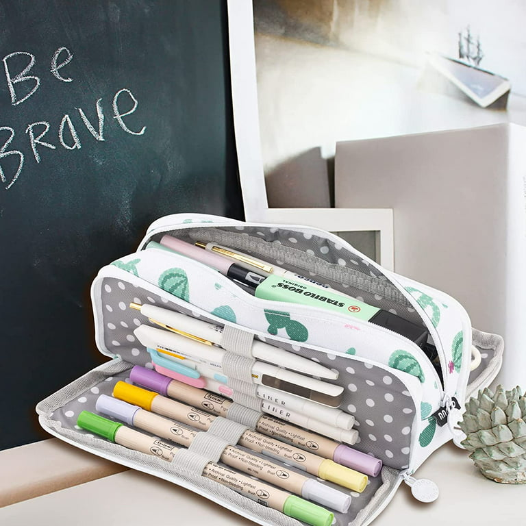 Sooez Large Pencil Case,Big Capacity Pencil Bag with 3 Compartments,Cute Canvas  Pencil Pouch Organizer with Zipper, Portable Stationery Pen Bag, Cute  Aesthetic School Supplies For Teen Girls,Green - Yahoo Shopping
