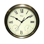 Angle View: 18" White and Bronze Battery Operated Roman Outdoor Clock