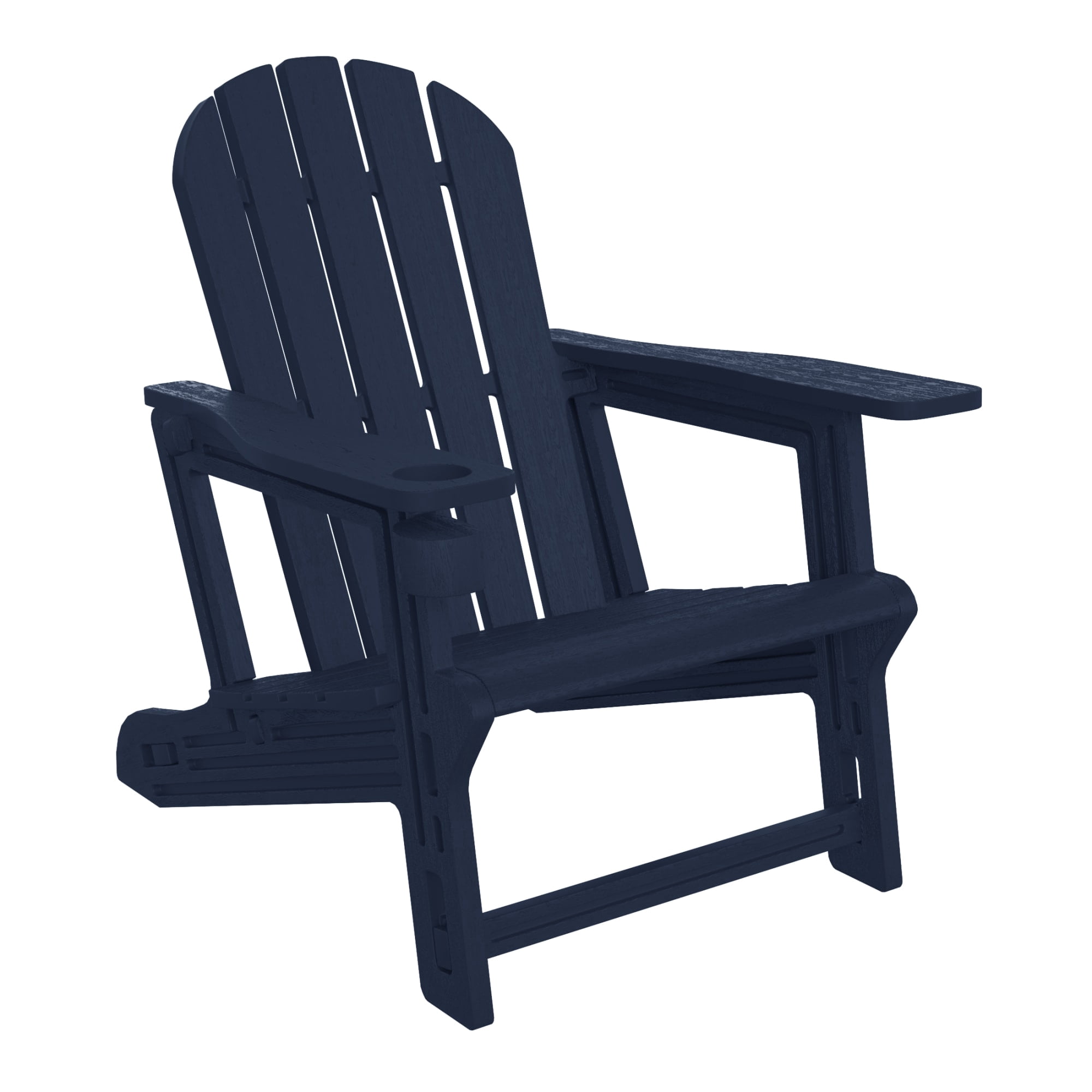 WestinTrends Azura Tool-Free Assembly Outdoor Patio HDPE Plastic Adirondack Chair with Cup Holder (Set of 2), Navy Blue