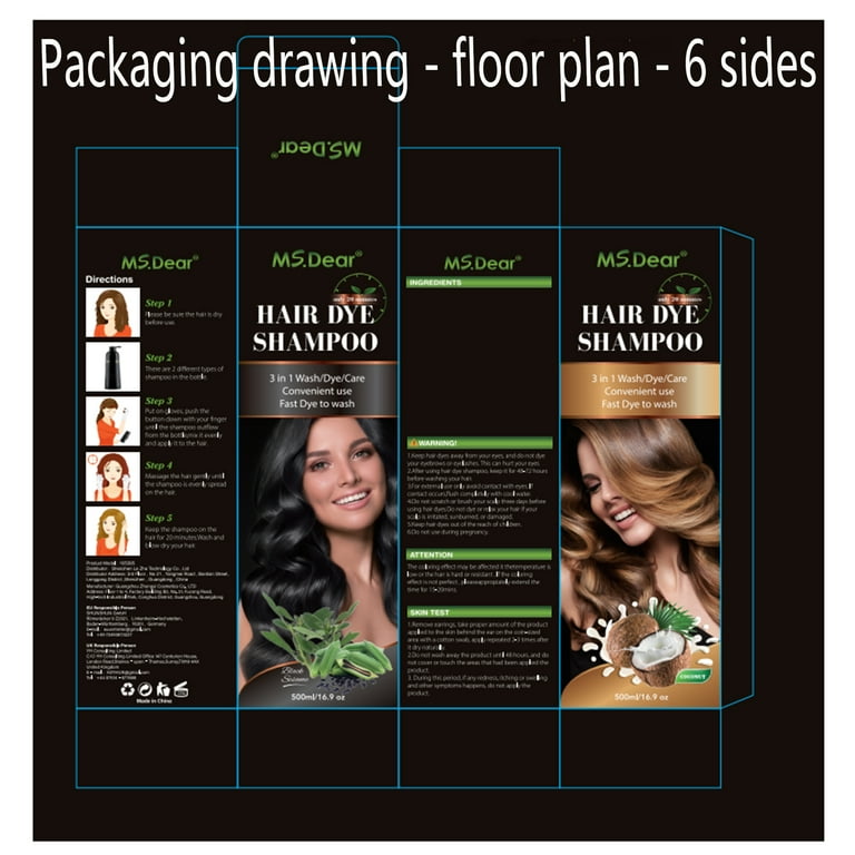 Democe Black Hair Dye Shampoo 3 in 1 for Gray Hair Natural Herbal