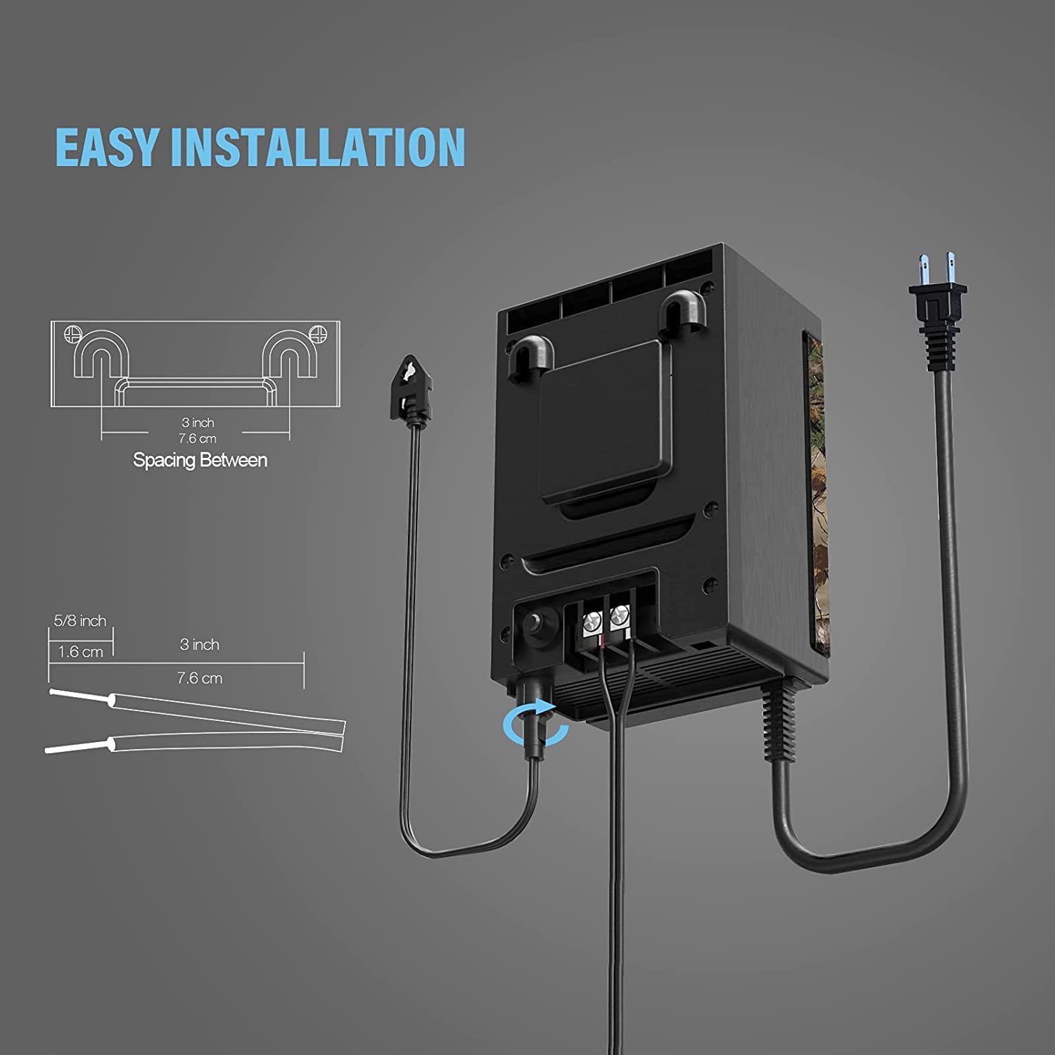 GOODSMANN Low Voltage Transformer 120W with Timer Photo Eye Outdoor Lighting  Transformer with Camo Pattern for Landscape Lights 120V AC to 12V AC 9111-12002-01A