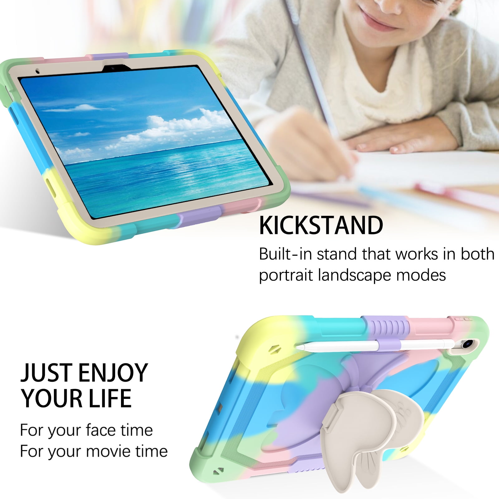 iPad 10th Generation Case Fit for 10.9 Inch 2022, BENTOBEN iPad Case with Pencil Holder 2 in 1 Heavy Duty Rugged Shockproof Wings Kickstand Protective Tablet Cover, Best Gift for Kids Girls Women