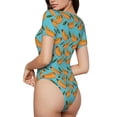 thumbnail image 2 of Pofeuu Hot Dog 5 Print Short Sleeve Body Suits Women Round Neck Bodysuits for Women Onesie Adult Set Body Suit-Medium, 2 of 7