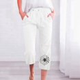 thumbnail image 2 of Womens Pants Spring Summer Lace Up Loose Slacks Solid Drawstring Capri Pants Pocket White Womens Trousers L, 2 of 4