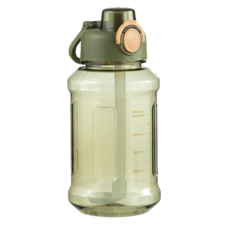 Lomubue 850ml Water Bottle Large Capacity Lock Design with Straw Measure  Scale Transparent Drinking One-key Open Leakproof Air Shaker Bottle for