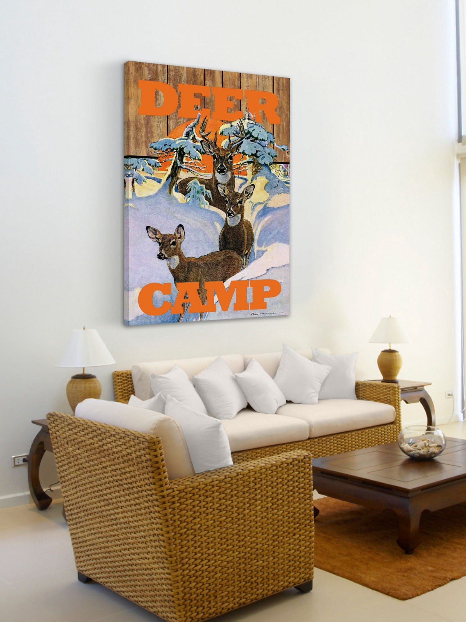 Marmont Hill Inc Marmont Hill - "Deer Camp 2" by Saturday Evening Post Painting Print on Canvas - Multi-color