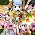 thumbnail image 4 of Juego de 48 Platos de Papel con Diseño de Estrella de Fútbol 18 cm en Negro y Rosa, 4 of 6