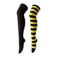thumbnail image 3 of Women Long Over Knee Socks Color Block Asymmetric Halloween Left Right Foot Mandarin Duck Stockings Comfort Yellow, 3 of 3