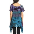 thumbnail image 2 of Sakkas Daniela Womens Short Sleeves Loose Tie Dye Blouse Top Tunic Asymmetrical - Teal - One Size Plus, 2 of 5