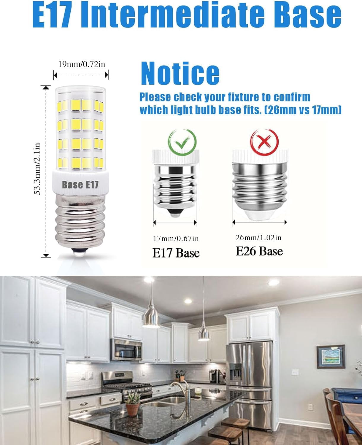 KEI D28X KEL 2816X Refrigerator Bulb 3W 5304522314 for Frigidaire Freezer Light Bulb Replacement E17 Base Compact ac100-265v 3w Appliance Fridge Bulb White Light (2 Pack)