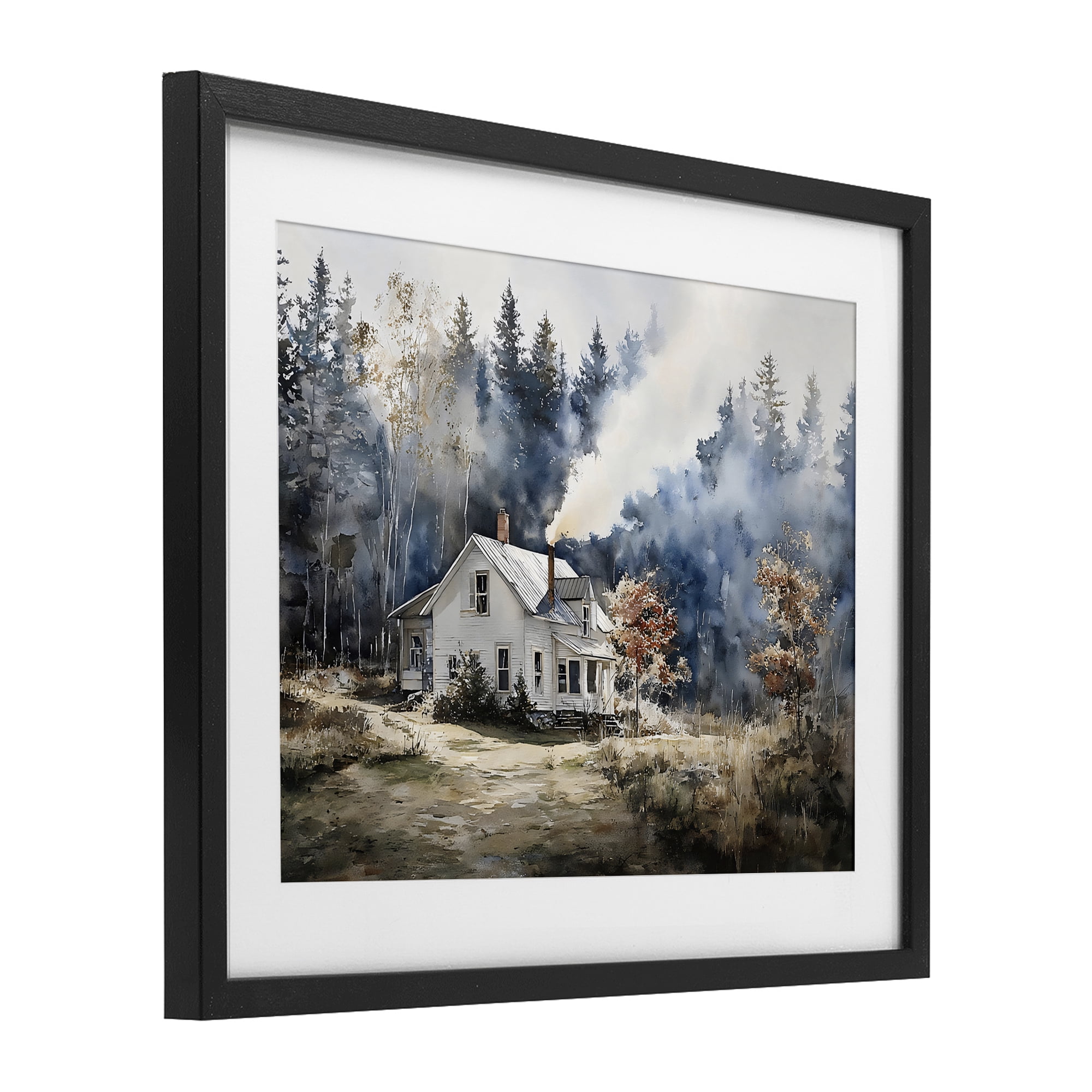 Stupell Industries Indigo Smoke at Woodland Cottage Black Framed Print Under Glass, design by Franklyn Gregory