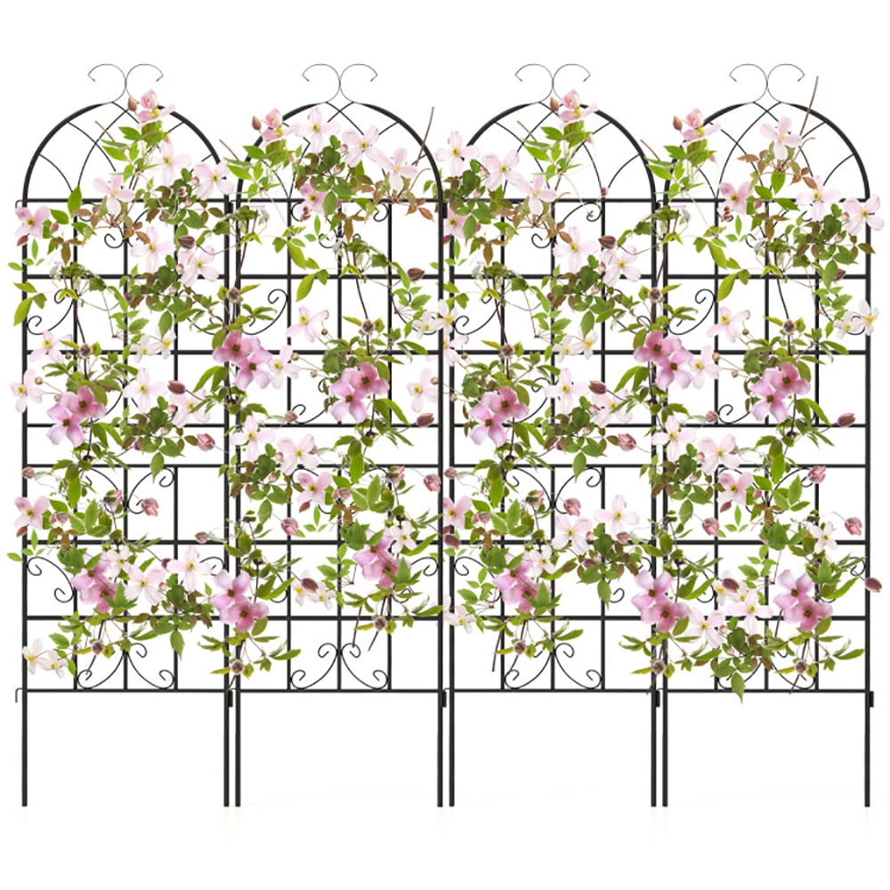 Topcobe 71 x 20 Inch Metal Garden Trellis for Climbing Plants, Flowers Stands Vegetables Patio Metal Lattices Grid Panels for Ivy Cucumbers, Set of 4, Green