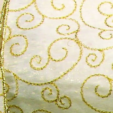 The Ribbon People Ivory and Gold Curl Wired Craft Ribbon 2" x 10 Yards