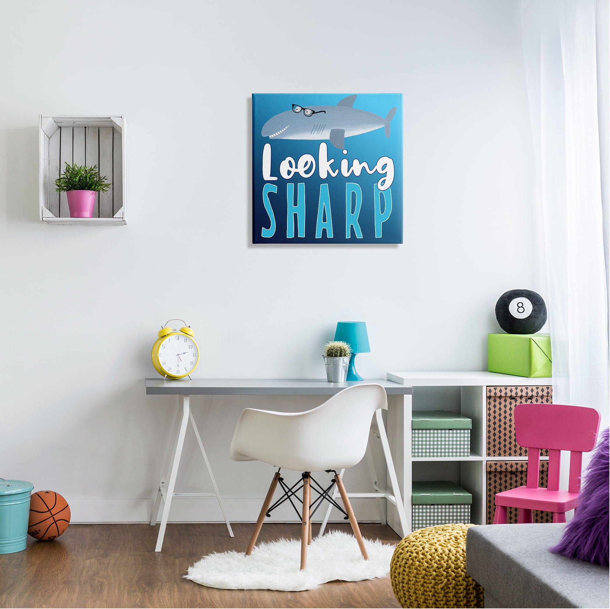 Stupell Industries Looking Sharp Shark Animals & Insects Painting Gallery Wrapped Canvas Print Wall Art, 24 x 24