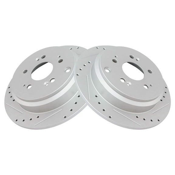 TRQ Rear Performance Brake Rotors Set Premium G-Coated Cross Drilled & Slotted Fits Select 2005-2010 Honda Odyssey