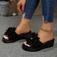 thumbnail image 6 of Shrysg Women's Peep Toe Wedge Slippers Lightweight Non-Slip Comfort Summer Party Beach Sandals Black, 6 of 9