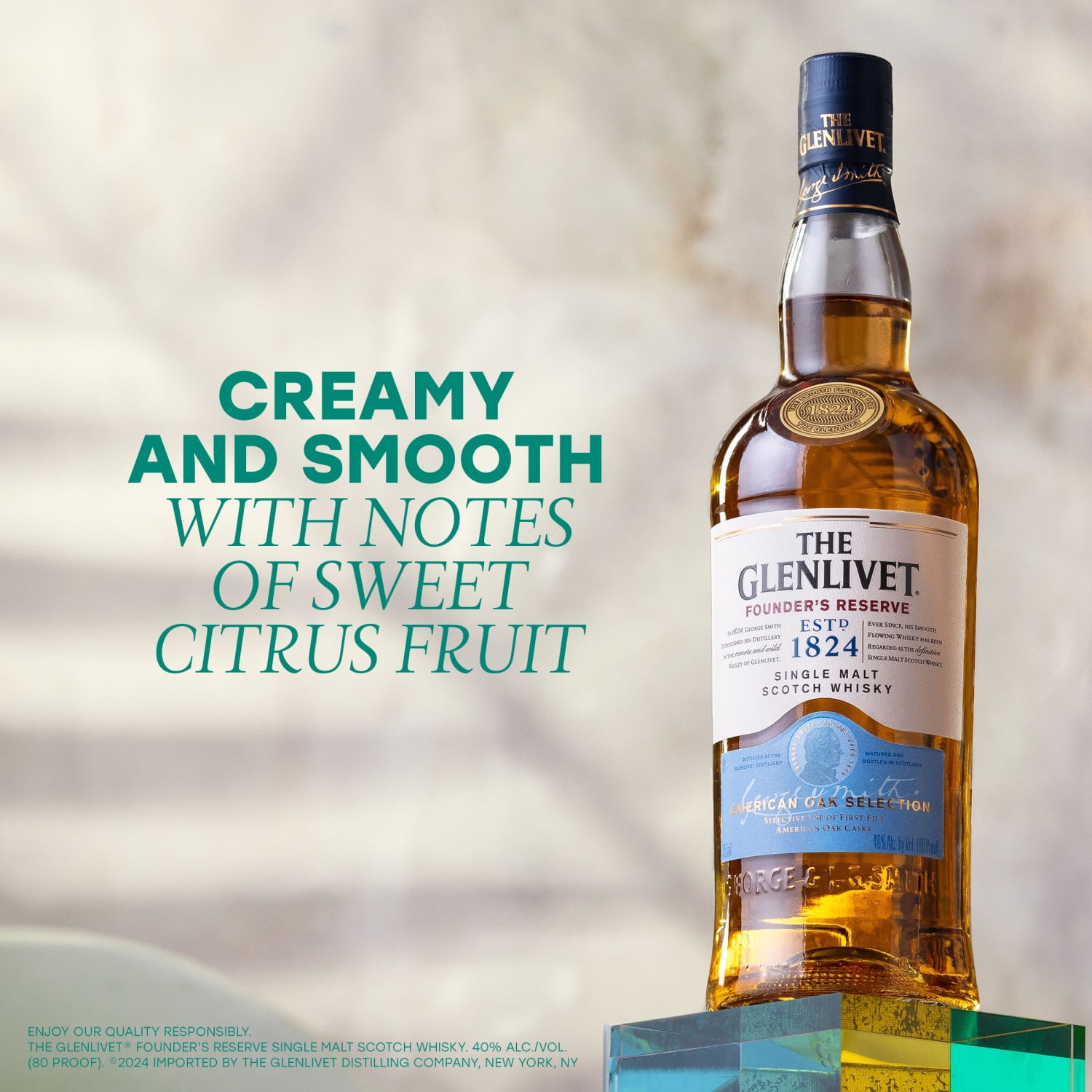 The Glenlivet Founder's Reserve Single Malt Scotch Whisky, 750 ml Bottle, 40% ABV