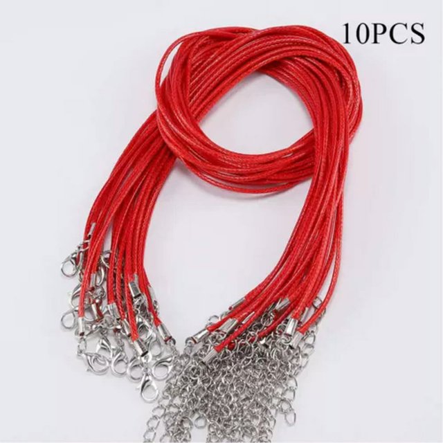CUITING 10Pcs Leather Wax String Lobster Clasp Chain Pendant Necklace Rope Cords DIY 2MM-coffee-2mm
