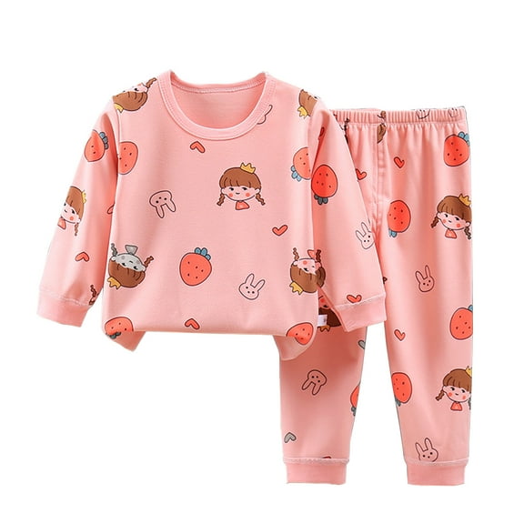 Newborn Boys Pajamas Sets Kids Pink Cotton Long sleeve Pjs