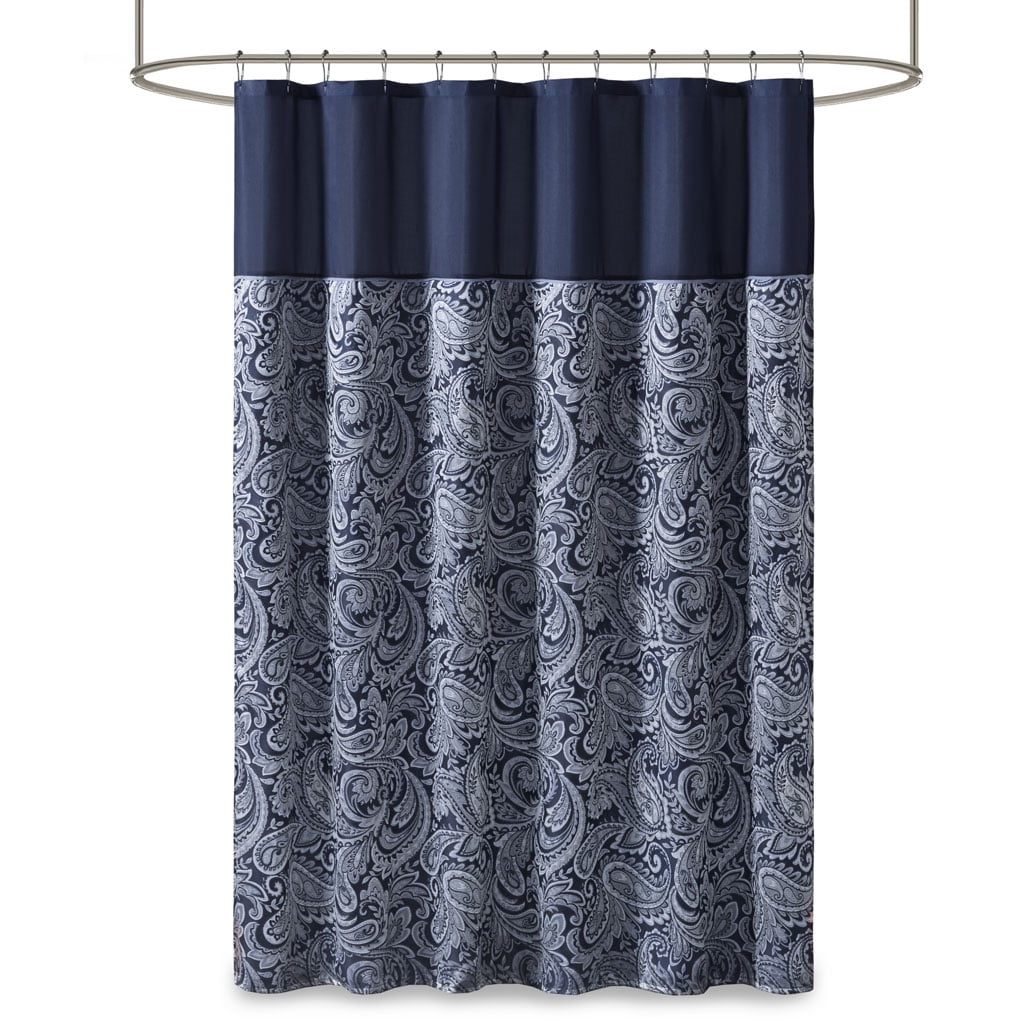 MAYEERTY Jacquard Shower Curtain, 72" x 72", Machine-Washable, Navy