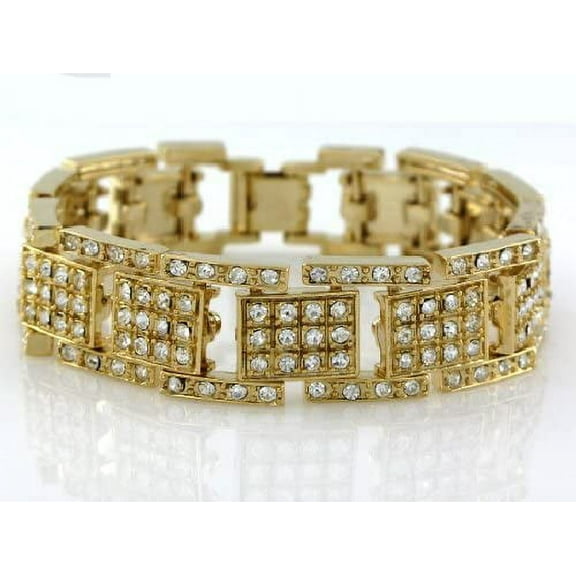 Hip-Hop Gold Tone Bling Iced Bracelet Covered with CZ #523