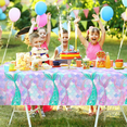 thumbnail image 3 of KAINSY Mermaid Table Cloths Covers Party Plastic Disposable Purple Tablecloths Waterproof 54 x 108inch Birthday 3pcs, 3 of 6