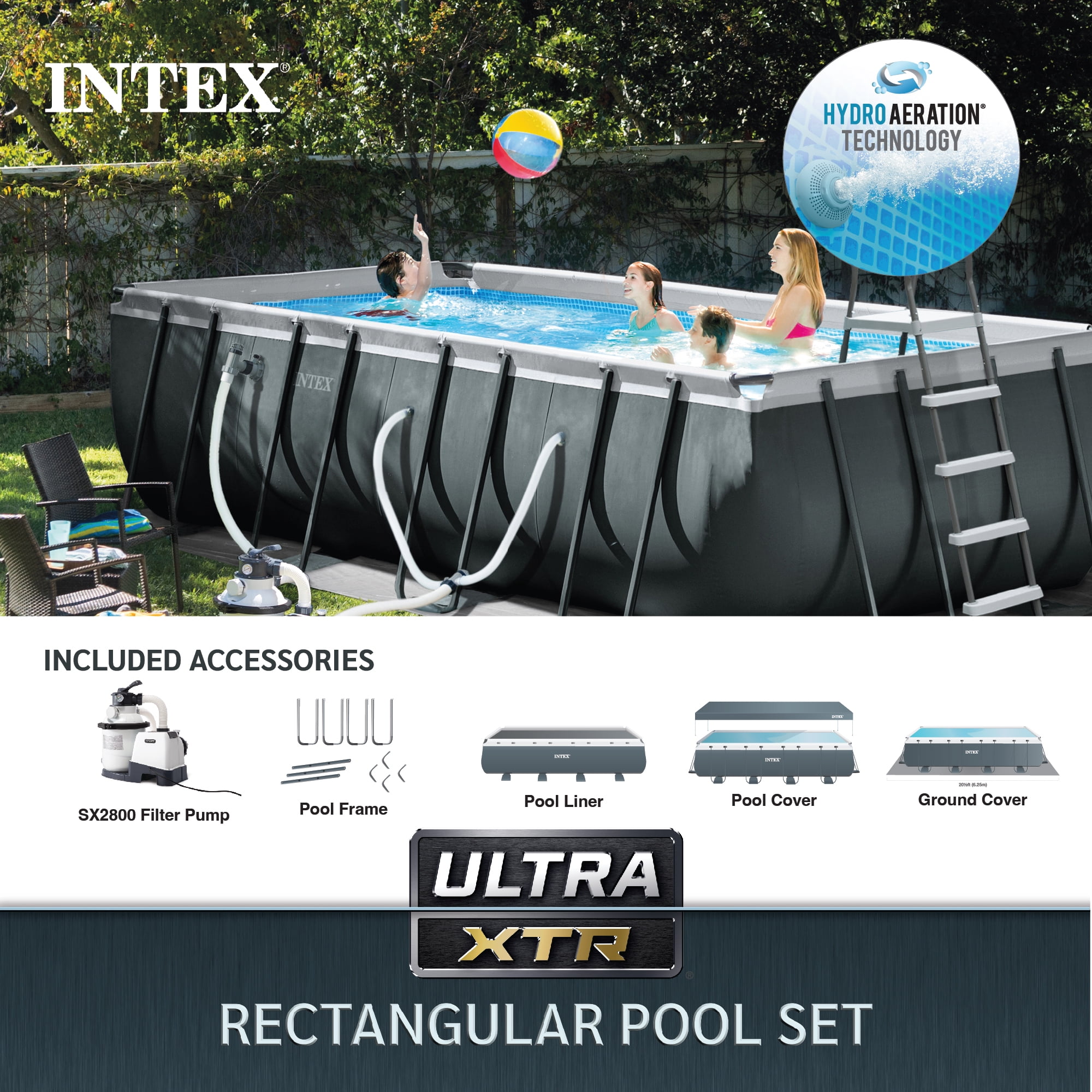 Intex Piscine Ultra Frame Rectangulaire XTR 732 x 366 x 132 cm - Badger Ben  - play outside