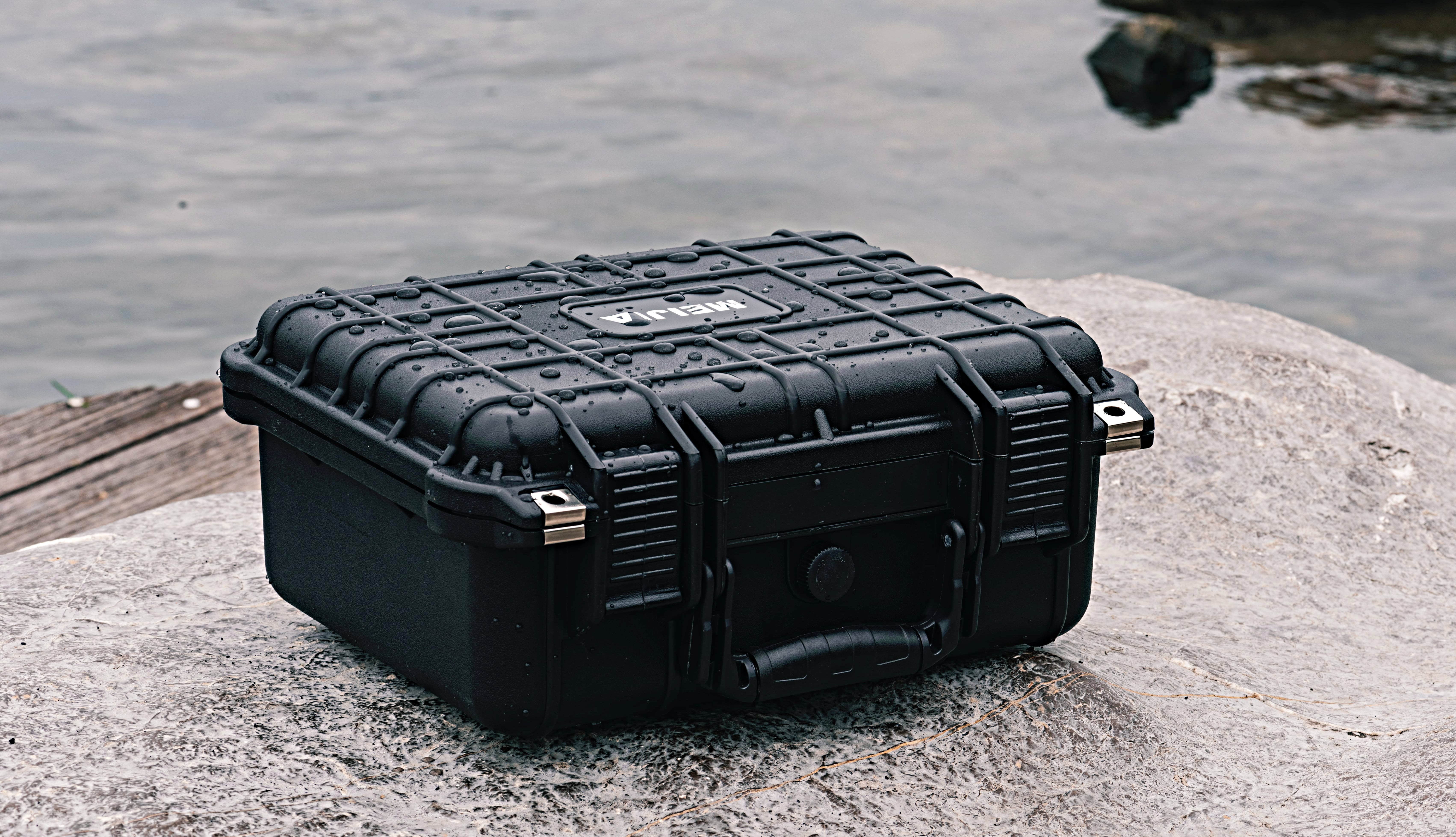 MEIJIA Portable All Weather IP67 Waterproof Hard Case with Foa,Fit Use of Drones,Camera,Equipments,Pistols,Elegant Black,13.35 x11.63x5.98inches