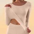 thumbnail image 2 of Jamicy Womens Winter Undershirts Long Sleeved Round Neck Solid Color Warm Basic Tops Underwear Base Layers for Women, 2 of 10