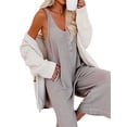 thumbnail image 4 of Blotona Women’s Summer Jumpsuit Sleeveless Solid Color Side Pocket Button Down Romper Pants, 4 of 5