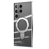 Decase Case for Samsung Galaxy 24 Ultra Built-in Ring Kickstand,Slim Translucent Shockproof Anti-Scratch Magnetic Phone Shell with Camera Lens Protector Cover Support Wireless Charging - Silver