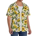 thumbnail image 2 of Gukieu Sunflowers And Butterflies Print Men's Short-sleeved Shirts, Button-down Pocket Shirts, T-shirts, Beach Vacation Travel Summer Clothing-Small, 2 of 5