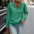 thumbnail image 2 of Miluxas Womens Hoodies Button Collar Drawstring Hooded Pullover Sweatshirt Casual Long Sleeve Tops Shirts Army Green XXL(XXL), 2 of 7