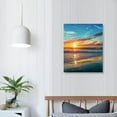 thumbnail image 4 of LHONGY Wall Art Canvas Print Orange Sunset Ocean Sea Water Beach Waves Picture Painting and Stretched Ready to Hang for Living Room Bedroom 12x16 in, 4 of 5