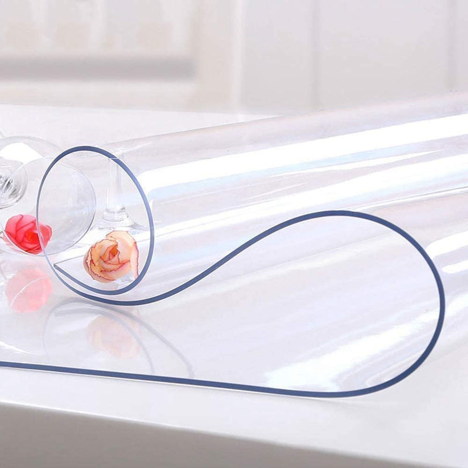 Petoto 79 x 40 inch PVC Clear Table Protector, 2mm Thick Transparent Tablecloth Waterproof Oil Proof Kitchen Dining Table Cloth