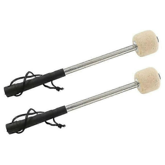 Bass Steel Drum Mallets - 12.5 Inch Wool Felt Drum Sticks with Stainless Steel Handle, 2-Pack