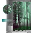 thumbnail image 3 of Fall Shower Curtain Sunshine Green Forest Shower Curtains for Bathroom Trees Mist Bath Curtains Sets with Hooks for Autumn Thanksgiving Seasonal Bathroom Decor Polyester Fabric Waterproof 72 x 72 in, 3 of 6
