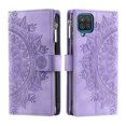thumbnail image 3 of Nalacover for Samsung Galaxy A12 5G Embossed Floral Pattern PU Leather Crossbody Case with Shoulder Strap,Shockproof Magnetic Flip Kickstand Credit Card Slots Zipper Pocket Wallet Phone Case,Purple, 3 of 10