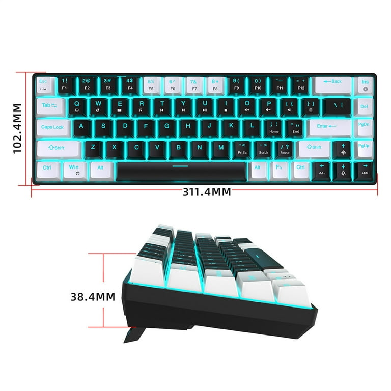 V800 Mechanical Gaming Keyboard LED Backlit Compact 68 Keys Mini