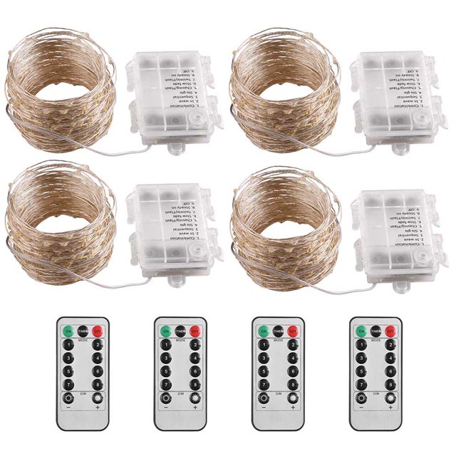Yescom 4 Packs 66Ft LED Warm White Starry Fair String Lights 8 Modes Remote Christmas for Party Wedding Bedroom