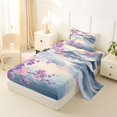 thumbnail image 2 of Homewish Pink Purple Cherry Blossom Twin Sheets,Japanese Style Bedding,3-Piece,1 Fitted Sheet and 1 Pillowcase, 2 of 6