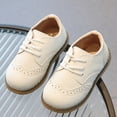 thumbnail image 2 of Dakaela 3T 4T 5T Toddler Boys Girls Dress Shoes Little Kid School Uniform Oxfords Leather Lace up Loafer Flats for Wedding Party White Size 9, 2 of 7