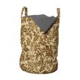 thumbnail image 1 of Vintage Laundry Bag, Faded Watercolor Effect Print with Arts and Crafts Inspired Curled Leaves, Basket with Handles Drawstring Closure for Laundromats, 13" x 19", Caramel and Beige, by Ambesonne, 1 of 4
