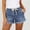 Dark Blue, variant on Women’s Drawstring Elastic Waist Denim Cuffed Shorts, 5"Inseam Gray,Size S-2XL