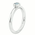 thumbnail image 3 of Sterling Silver Stackable Expressions Low 4mm Round Aquamarine Ring Size 9, 3 of 3