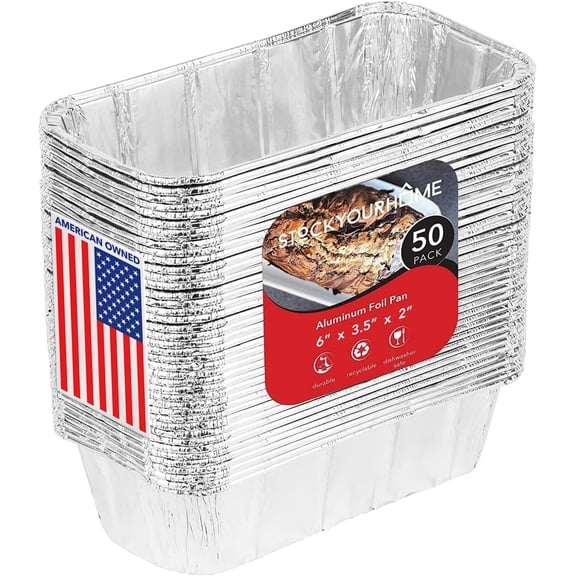 Aluminum Pans Mini Loaf Pans (50 Pack) 1 Lb Aluminum Foil Tin Pans, Small Loaf Pans – 1 Pound Disposable Baking Pans Perfect for Baking Cakes, Bread Loaves - 6 x 3.5 x 2