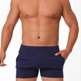 thumbnail image 2 of SGFCWSX Mens Sleep Shorts,Casual Home Shorts with Pockets Boxer Briefs Waistband Lightweight Loungewear Sleepwear Navy Size M, 2 of 7